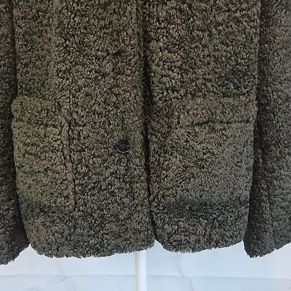 Catherine Malandrino faux fur teddy jacket dark emerald green Women's Size M